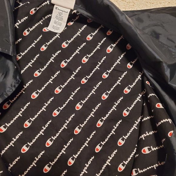 Champion Navy Blue Nylon Snap Button Cropped Jacket Size Medium - Picture 8 of 9